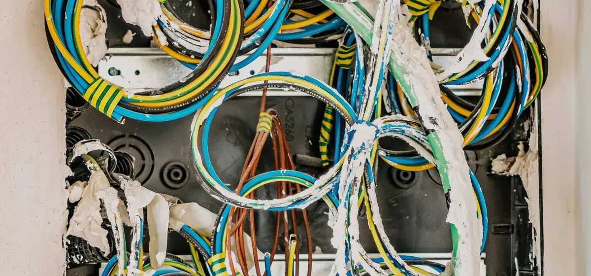 Veraltete, chaotisch verdrahtete Unterverteilung vor der Elektrosanierung, Ratgeber von Rucker Elektro München